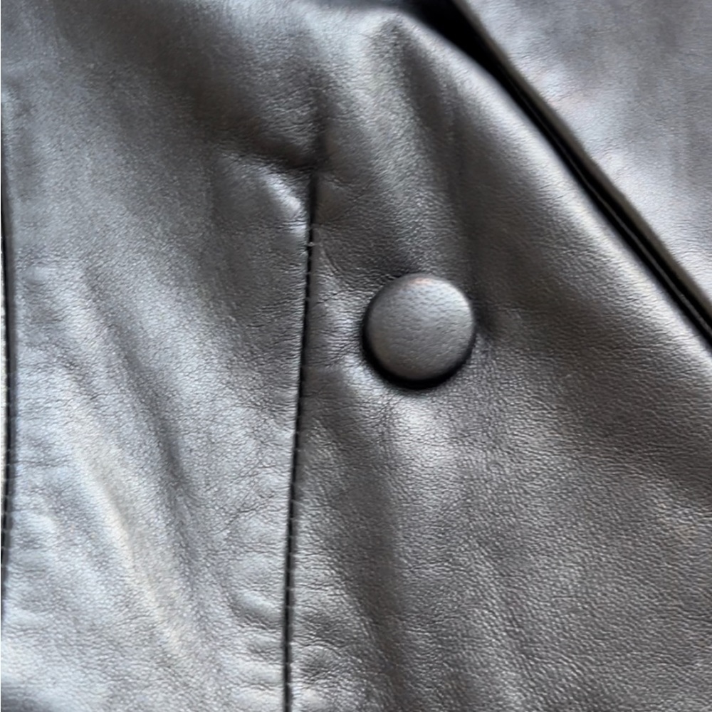 Bagatelle Double-Breasted Black Leather Jacket - Picture 6 of 8